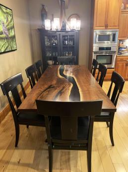 Two Layered Black Resin River Dining Table 8