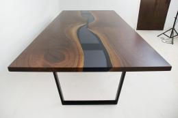 Large River Dining Table With Walnut & Translucent Epox