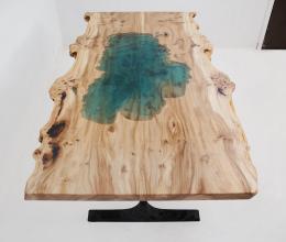 Elm Table With 3D Engraving Of Lake Tahoe 1885 3
