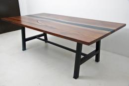 Black Walnut Conference Room Table With Black Epoxy Res