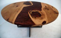 Round Dining Room Table With Red Epoxy Resin 7