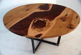 Round Dining Room Table With Red Epoxy Resin 5