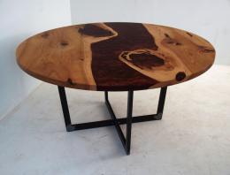 Round Dining Room Table With Red Epoxy Resin 1