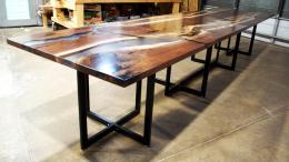 Contiguous Dining Table & End Table Set With Clear Epox
