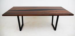 Black Walnut Kitchen Table With Solid Black Resin 5