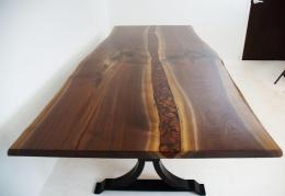 Large Walnut Dining Table With Copper River 5