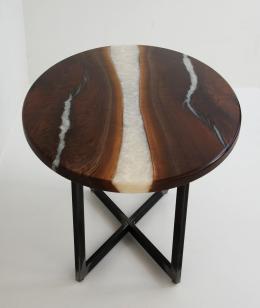 Oval Walnut Table With White Pearl Resin 5