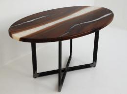 Oval Walnut Table With White Pearl Resin 1