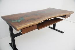 Uplift Live Edge Desk With Green Epoxy & Walnut Wood 6