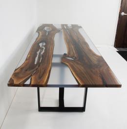 Large Clear Epoxy & Walnut Dining Table 2