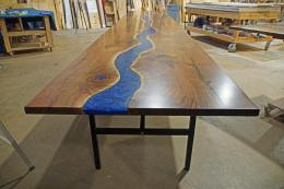 24ft Conference Table With Blue Epoxy River 1