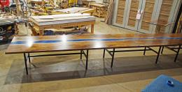 24ft Conference Table With Blue Epoxy River 7