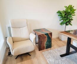 Uplift Live Edge Desk With Green Epoxy & Walnut Wood 13