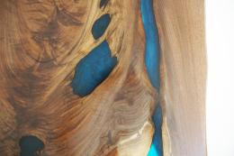 Live Edge River Table With Translucent Blue Epoxy 13 17