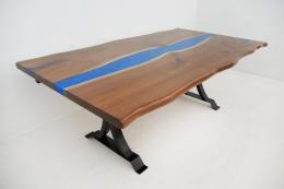 Walnut LED River Table With Blue Epoxy 1779 1