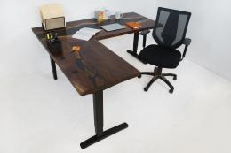 L Shaped River Desk With Adjustable Height Functionalit