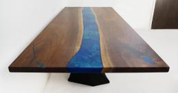 Walnut Dining Table With Dual Blue Epoxy River 1871 2