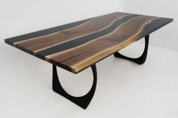River Table With Black & Clear Epoxy