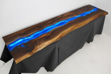 Live Edge Epoxy Countertop With LED Lights