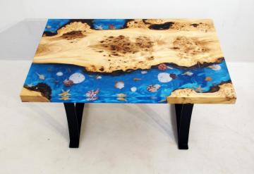 Seashell Coffee Table With Elm - Custom Wood Furniture