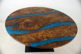 Round Epoxy Dining Table With Blue Resin 0059 3