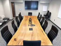 Live Edge Cherry Conference Table With CNC Logo 6