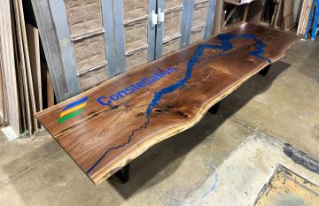 Live Edge Walnut Conference Table With Topography
