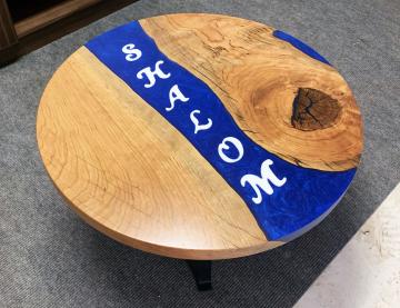 Round Coffee Table With River And Lettering