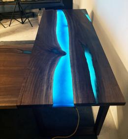 L Shaped Walnut Desk With Custom Base 2