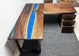 L Shaped Walnut Desk With Custom Base 3