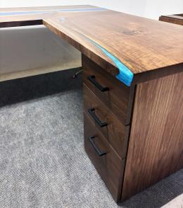 L Shaped Walnut Desk With Custom Base 6