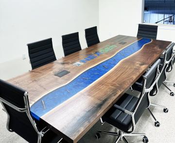 Walnut Conference Table With Embedded Drillbits