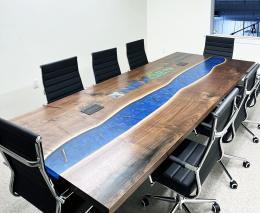 Walnut Conference Table With Embedded Drillbits 1