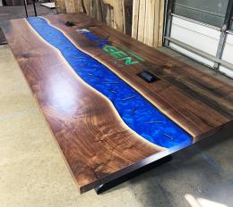 Walnut Conference Table With Embedded Drillbits 2