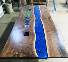 Walnut Conference Table With Embedded Drillbits 4