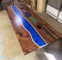 Walnut Conference Table With Embedded Drillbits 9