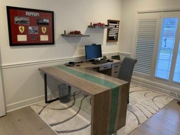 Stained Hickory L-Shaped Desk