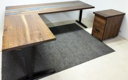 Height Adjustable Walnut Desk With Drawers 2