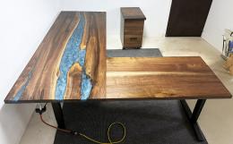 Height Adjustable Walnut Desk With Drawers 1