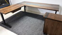 Height Adjustable Walnut Desk With Drawers 3