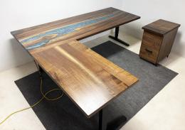 Height Adjustable Walnut Desk With Drawers 9