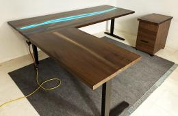 Height Adjustable Walnut Desk With Drawers 11