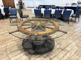 Shipwheel And Whiskey Barrel Dining Table 2