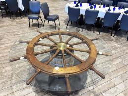 Shipwheel And Whiskey Barrel Dining Table 1