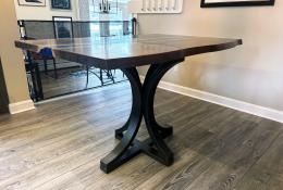 Walnut Kitchen Table With Deep Blue Epoxy Resin 2