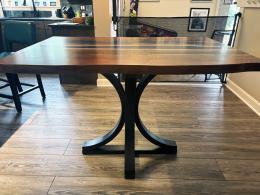 Walnut Kitchen Table With Deep Blue Epoxy Resin 5