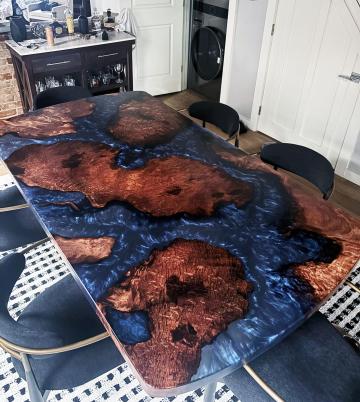 Redwood Epoxy Resin Dining Room Table