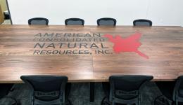 Large Walnut Conference Table With CNC Logo 7