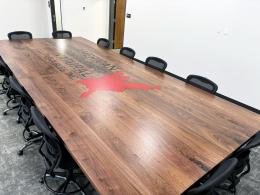 Large Walnut Conference Table With CNC Logo 8