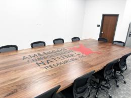 Large Walnut Conference Table With CNC Logo 3